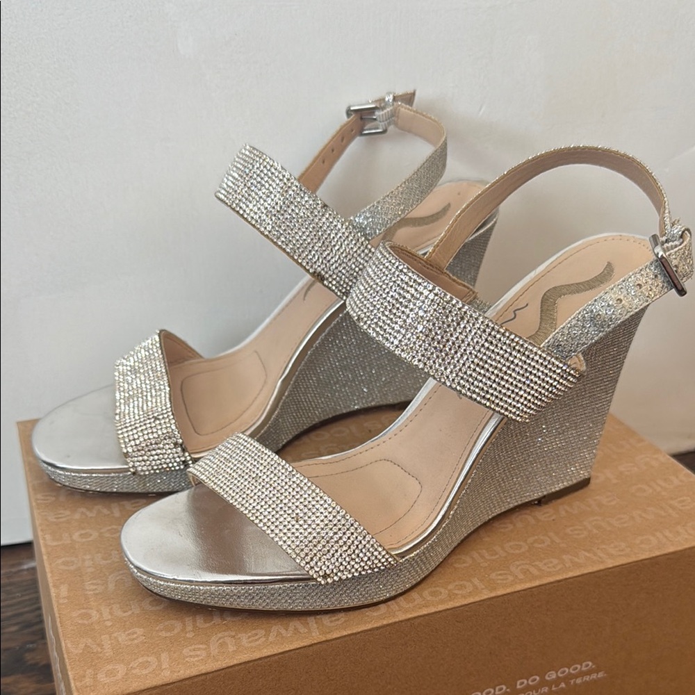 Elegant Silver Wedge Sandals